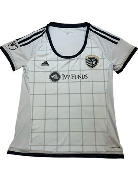 adidas Women’s MLS Sporting Kansas City SC Light Blue & Navy Soccer Jersey Large